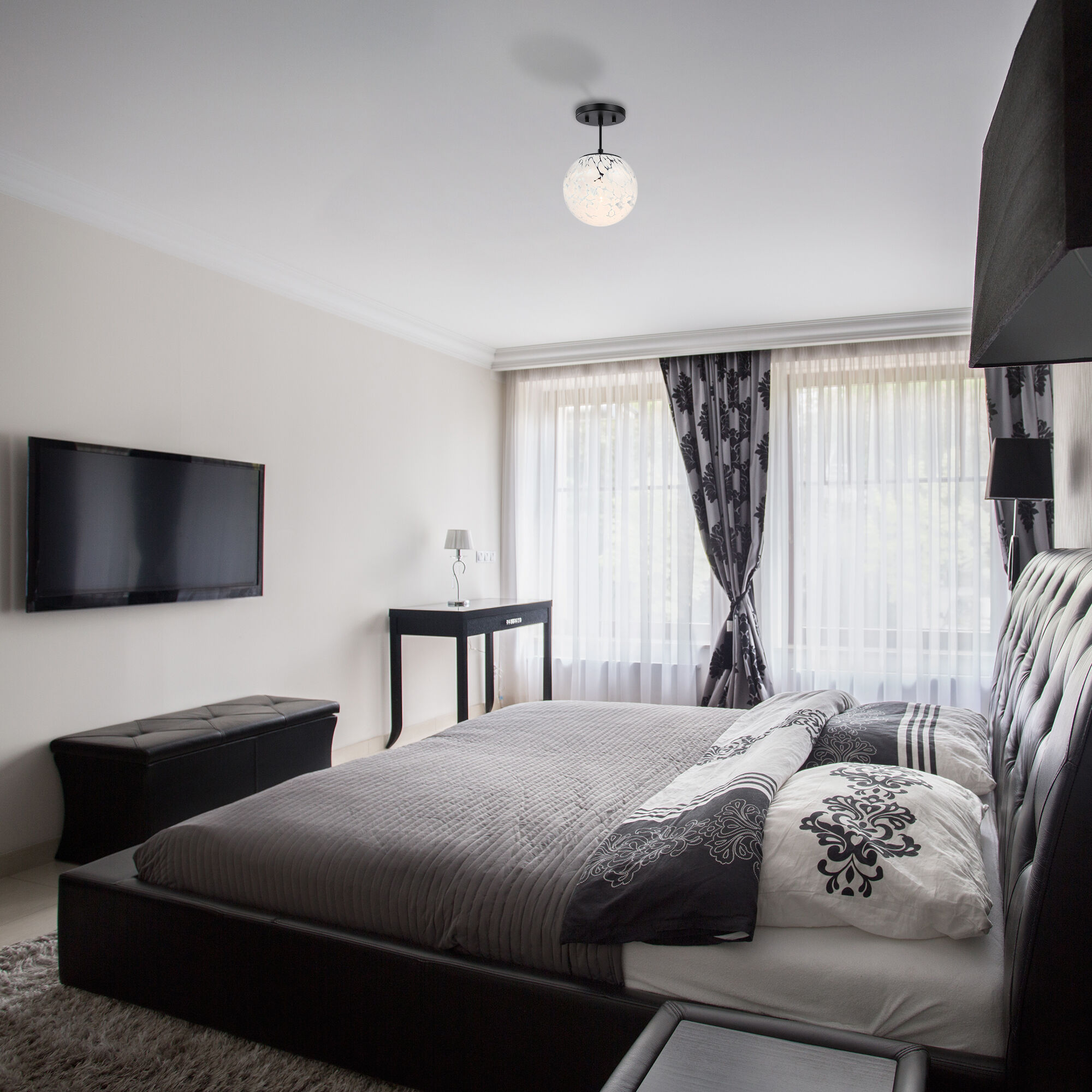 Circo 1 Light 7 inch Matte Black Semi Flush Mount Ceiling Light